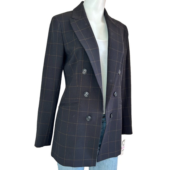 Bar III Open-Front Blazer Womens Size 6 Small Black Check Long Sleeve MSRP $119 - Picture 6 of 10